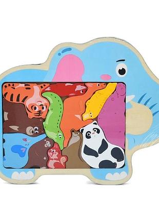 Дитячий дерев'яний пазл-вкладиш "тваринки" md 1500-4