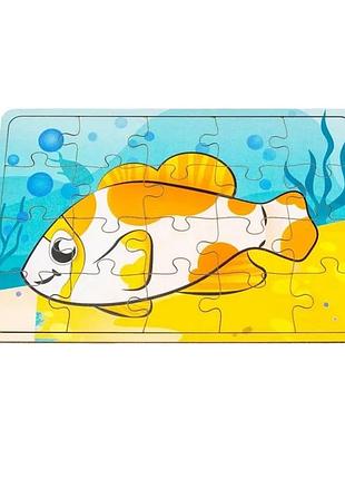 Дитячий дерев'яний пазл золота рибка арт-10026, 20 елементів