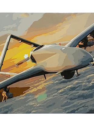 Картина за номерами strateg преміум байрактар серед хмар з лаком розміром 40х50 см (sy6936)