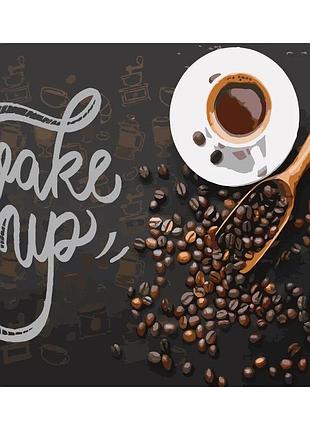 Картина за номерами strateg преміум wake up на чорному фоні розміром 40х50 см (ah1171-19)