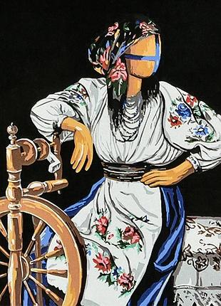 Картина за номерами strateg преміум пряля на чорному фоні з лаком розміром 40х50 см (ah1151)