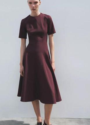 2648/952 s zara нова міді сукня плаття вишнева