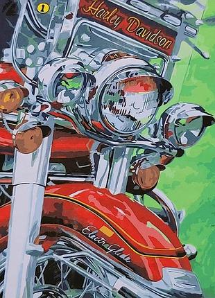 Картина за номерами strateg преміум фото harley з лаком розміром 40х50 см (sy6706)