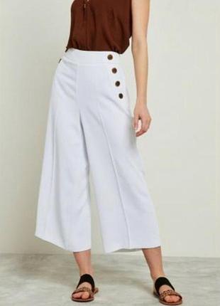 Білі високі брюки-кюлоти wide leg