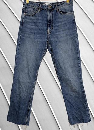 Жіночі блакитні джинси zara 40 38 m s оригінал зара прямі джинси з високою посадкою необроблений край 44 46