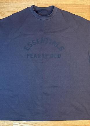 Футболка fear of god essentials heavyweight tee, оригінал, 100% бавовна, колір хакі/темна оливка, оверсайз, розмір l