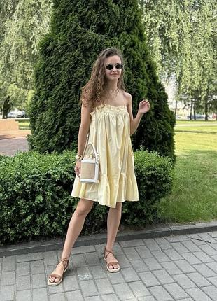 Мини платье лимонное 2