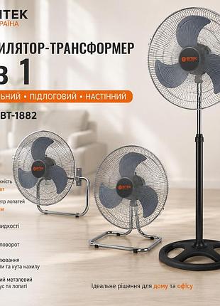 Універсальний вентилятор 3 в 1 skyberg: напольний, настільний, настінний