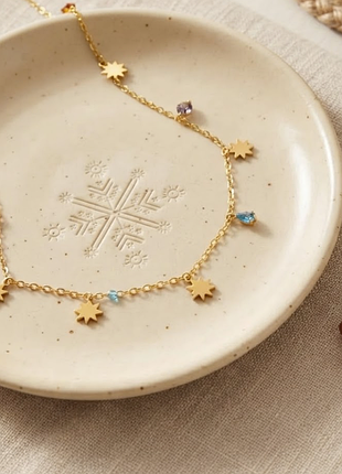 Цепочка нержавеющая сталь stainless steel цветные камешки звездочки