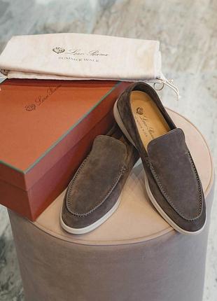 Чоловічі лофери loro piana сіро коричневий відтінок