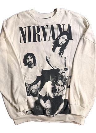 Світшот bershka з принтом «nirvana» рок мерч