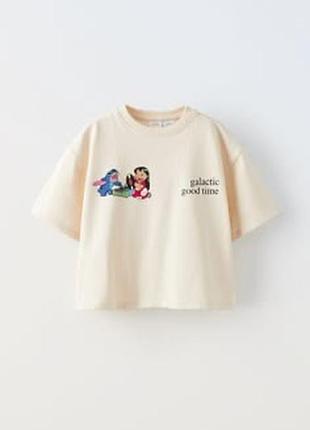 Ідеальна стильна бавовняна футболка oversize зі стічем на дівчинку 8/9р zara