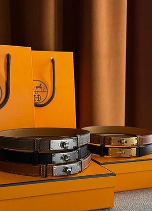 Ремень пояс hermes kelly belt коричневий чорний сірий gold black etoup