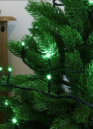 Уличная гирлянда led 80 светодиодов для декора сада и фасадов 8 метров зеленая на черном проводе