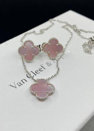 💎new💎брендовый комплект серьги и подвеска van cleef, vca , клевер 🍀 с логотипом