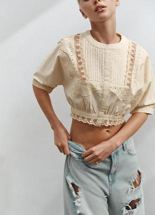 Вышитая блуза с кружевом zara