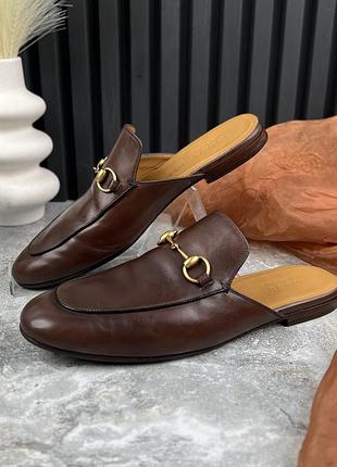 Gucci princetown horsebit slipper mule мужские мюли шлепанцы кожа оригинал 43.5 eur