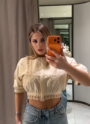 Вышитая блуза с кружевом zara