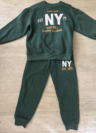 Спортивний костюм zara на флісі (хлопчик, 152 см / 11-12 років) — зелений / ny