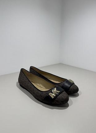 Жіночі балетки michael kors jilly balet шкіра оригінал темно коричневі лофери майкл корс мокасини жіночі туфлі на плоскій підошві