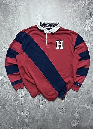 Vintage винтажное регби tommy hilfiger томми хилфигер big logo striped в полоску size xl размер хл