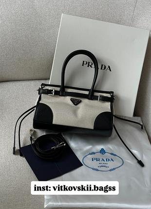 Сумка bonnie small handbag in canvas and leather beige/black💔