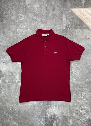 Поло lacoste лакост classic fit бордове чоловіче футболка з коміром оригінал l
