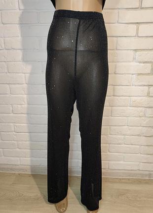 Черные прозрачные брюки с блестками, shein, xl-xxl.
