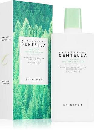 Легке молочко спф сонцезахисний крем skin1004 madagascar centella tea-trica soothing sun milk spf50+ pa++++