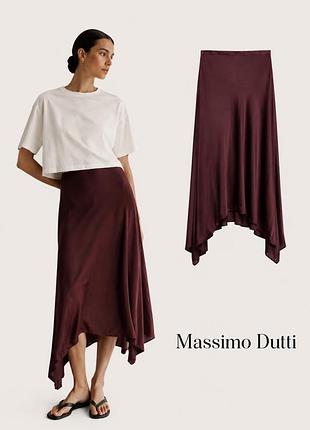 Сатиновая миди макси юбка massimo dutti p 34/36