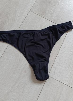Трусики базовые стринги гладкие бикини черные танга m&amp;s m l 10 12 38 40 46 48
