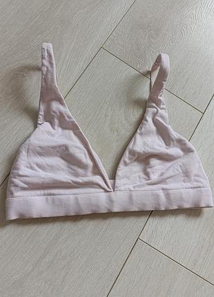 Розовый бюстгальтер базовый бюст коттоновый без косточек лиф мягкий 70с