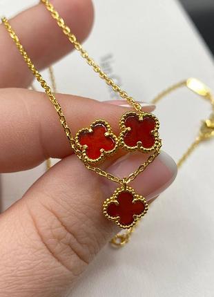 💎new💎брендовый комплект серьги и подвеска mini van cleef, vca , клевер 🍀 с логотипом