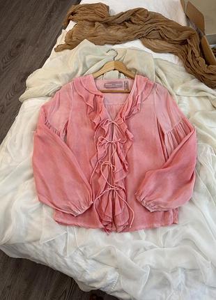 Рожева шовкова блуза від guess