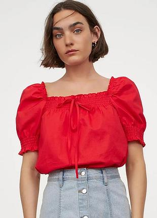 Блуза жіноча h&m червона котонова блуза-топ хс