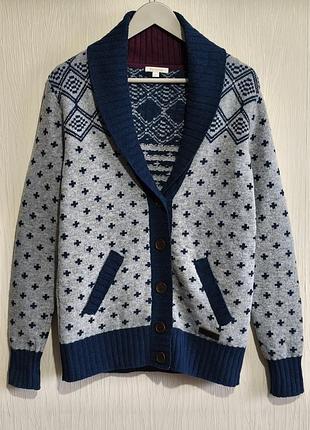 Шикарный шерстяной женский кардиган fair isle скандинавский стиль