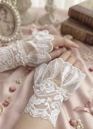 Мітенки манжети біле мереживо coquette vintage lolita
