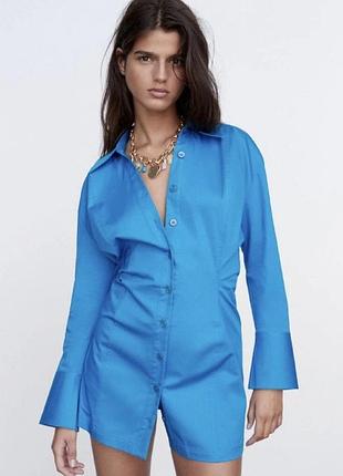 Платье-рубашка с длинным рукавом zara