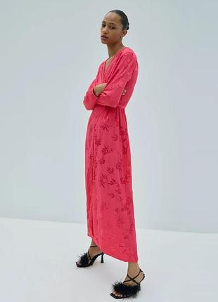 Cукня-туника zara с жаккардовым цветочным принтом s