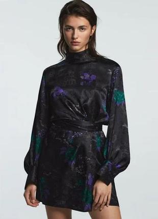 Мини-платье с жаккардовым принтом zara xs