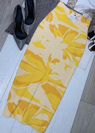 Нова літня спідниця zara s в’язана міді спідниця олівець спідниця з розрізом на нозі спідниця зара в абстрактний принт