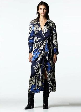 Сукня-сорочка довга атласна zara s