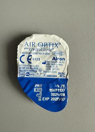 М»які контактні лінзи air optix лінза -4,75