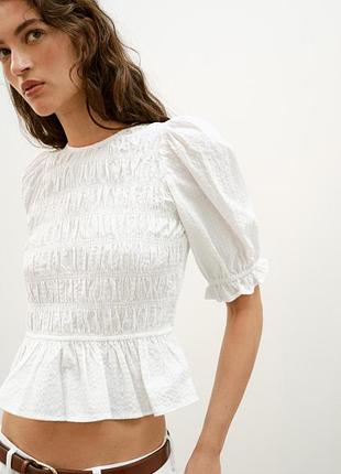 Белая блуза zara эластичная рубашка топ с завязками s
