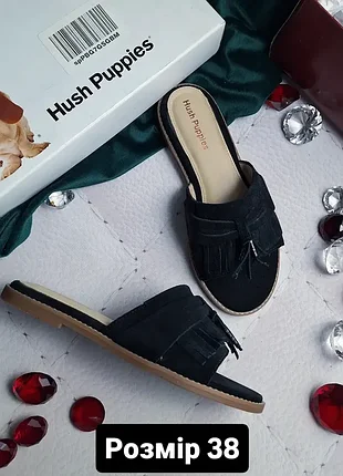 Hush puppies оригінал чорні замшеві сандалії шльопанці