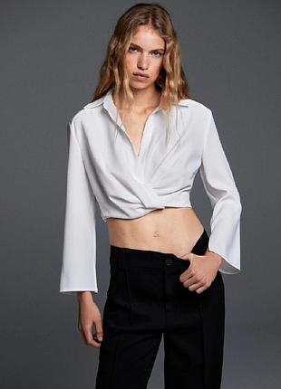 Рубашка женская укороченная zara на запах s