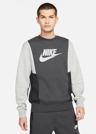 Кофта nike m nsw hybrid flc crew bb dj5075-032 l