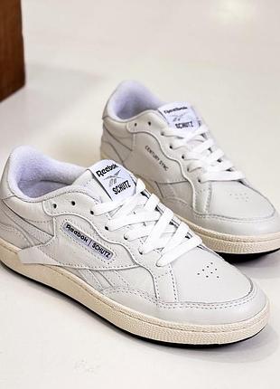 Новые женские кожаные кроссовки reebok x schutz club c century sync (эксклюзивная коллаборация) размер 38 белые белого цвета
