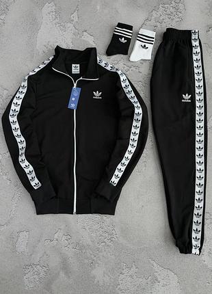 Костюм спортивний чоловічий лампаси adidas black! спортивный костюм мужской чёрная кофта + чёрные штаны лампас! материал двухнитка! размеры s-2xl!