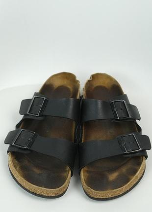 Оригінальні чоловічі шльопанці birkenstock чорні шкіряні розмір 43